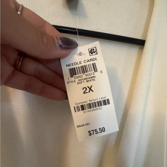 Alfani Women's Cream/ white Cardigan Sweater plus size 2x NWT - Picture 3 of 8